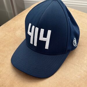G/FORE Navy Flexfit Cap with White 414 (Milwaukee) Logo